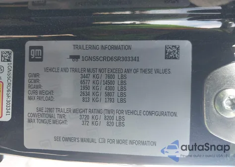 2025 Chevrolet Suburban 2Wd Lt from USA, damaged, VIN 1GNS5CRD6SR303341